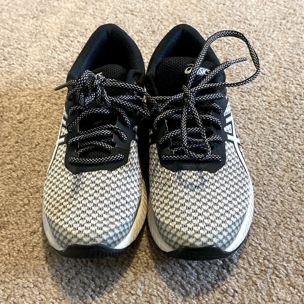 Asics Women's Black and White Knit Sneakers